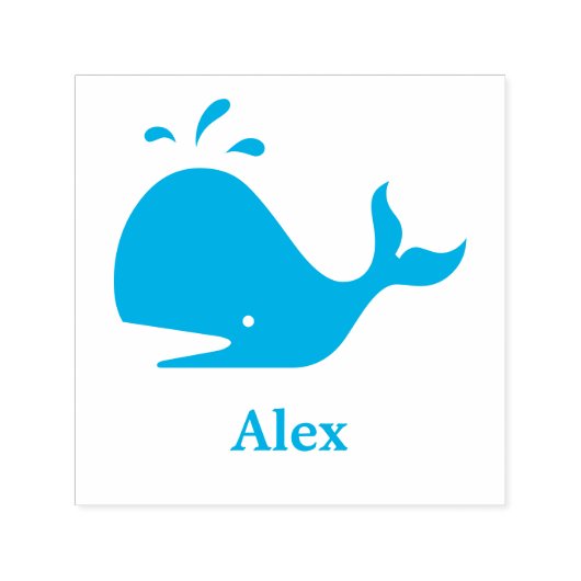 Schattige Blauwe Walvis 4Alex (Naam) Zelfinktende Stempel (Design)