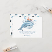 Schattige Blauwe Walvis Dank Je Kaart (Voorkant / Achterkant in situ)