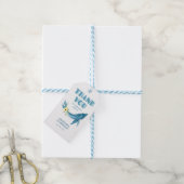 Schattige Blauwe Walvis Gele Bloemen Verjaardag Da Cadeaulabel (Met Touw)