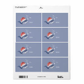 Schattige Blauwe Walvis Kerstman Hoed Kerst Van Va Etiket (Full Sheet)