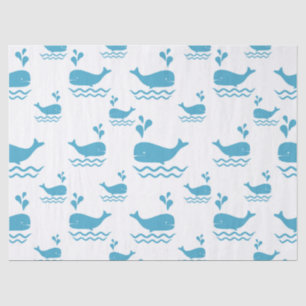 Schattige Blauwe Walvis Naadloos Oceaanpatroon (1) Tissuepapier