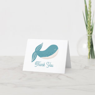 Schattige blauwe walvis. Zee dier kinderen verjaar Bedankkaart