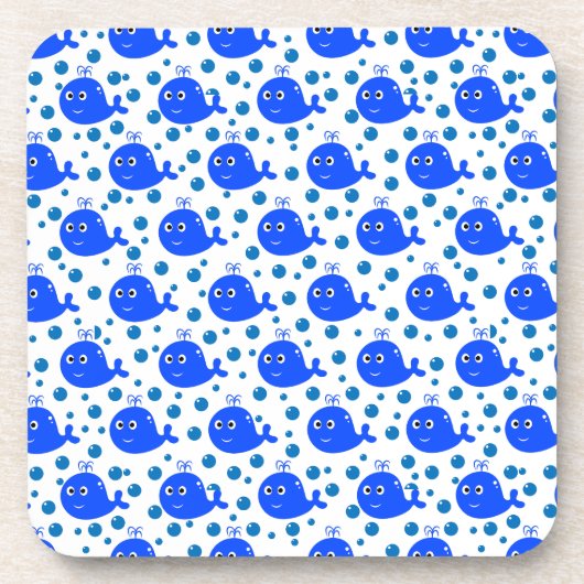 Schattige Blauwe Walvissen Patroon Oceanic Delight Bier Onderzetter (Voorkant)