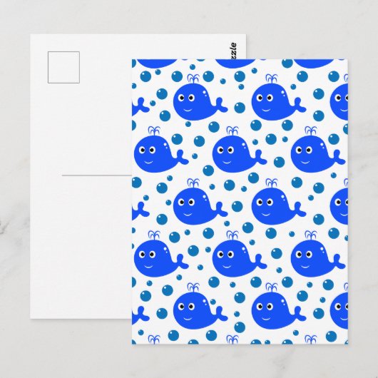 Schattige Blauwe Walvissen Patroon Oceanic Delight Briefkaart (Voorkant / Achterkant)