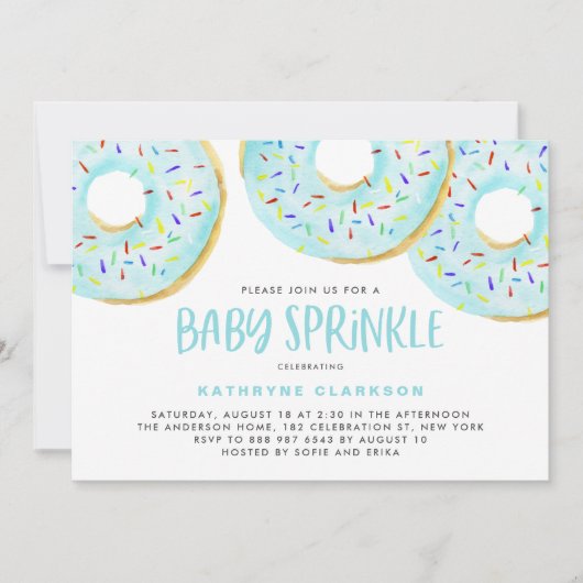 Schattige Blauwe Waterverf Donuts Jongen Baby Spri Kaart (Voorkant)