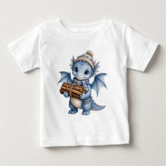 Schattige Blauwe Winter Babydraak met Brandhout Ki