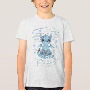 Schattige Blauwe Winter Draak – Magische Sneeuwvlo Tri-Blend Shirt