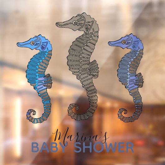 Schattige Blauwe Zeepaardje Grappige Zeevaart Jong Raamsticker (Vel 2)