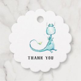 * Schattige Blauwgroen Blue Dragon Baby shower dan Bedankjes Labels