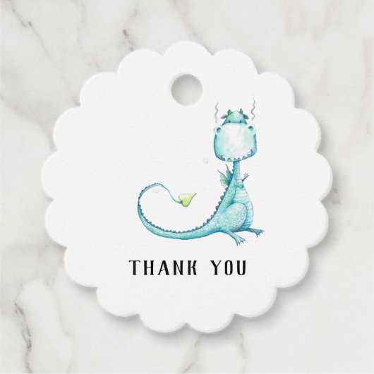 * Schattige Blauwgroen Blue Dragon Baby shower dan Bedankjes Labels (Voorkant)