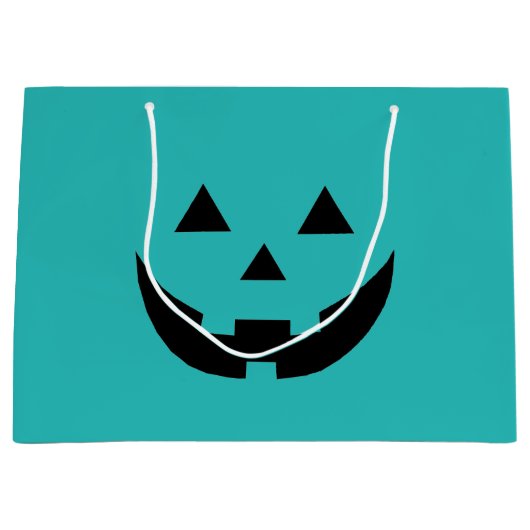 Schattige blauwgroen Jack o lantaarn pompoen gezic Groot Cadeauzakje (Voorkant)