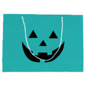 Schattige blauwgroen Jack o lantaarn pompoen gezic Groot Cadeauzakje (Achterkant)