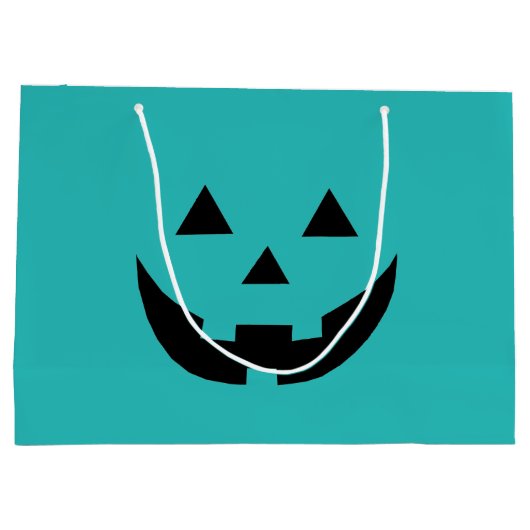 Schattige blauwgroen Jack o lantaarn pompoen gezic Groot Cadeauzakje (Achterkant)