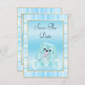 Schattige Blauwgroen konijntje bewaar het datum Ba Save The Date (Voorkant / Achterkant)