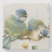 schattige blauwgroen mest, broidervogel stenen onderzetter (Voorkant)