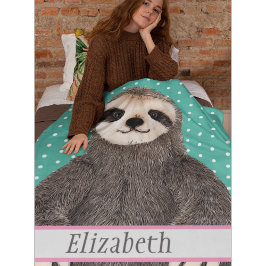 Schattige Blauwgroen naam Kinder Dier Fleece Deken