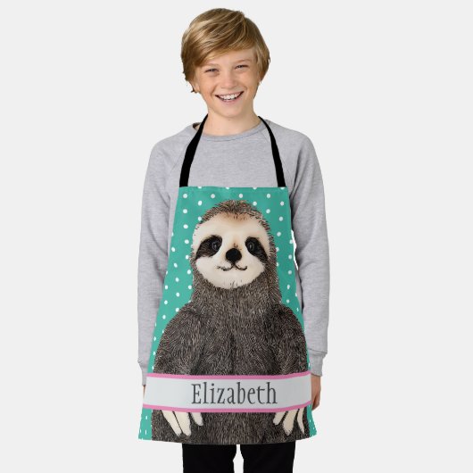 Schattige Blauwgroen naam Kinder Dier Schort (Gedragen)