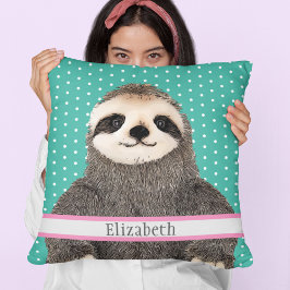 Schattige Blauwgroen naam Kinder kamer Dier Kussen