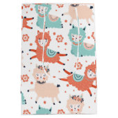 Schattige Blauwgroen Sinaasappel Blush Llama Boho  Medium Cadeauzakje (Achterkant)