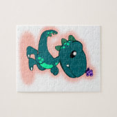 Schattige Blauwgroen T-Rex Legpuzzel (Horizontaal)