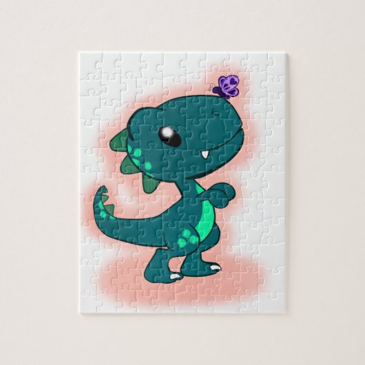 Schattige Blauwgroen T-Rex Legpuzzel (Verticaal)