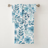Schattige Blauwgroen Turquoise Blauw Wit Bloemenpa Bad Handdoek (Insitu)