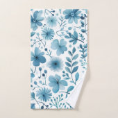 Schattige Blauwgroen Turquoise Blauw Wit Bloemenpa Bad Handdoek (Handdoek)