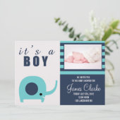 Schattige Blauwgroen Uitnodiging tot het Baby show (Staand voorkant)