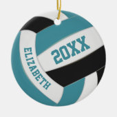 schattige blauwgroen zwarte witte volleybal keramisch ornament (Voorkant)
