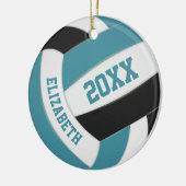 schattige blauwgroen zwarte witte volleybal keramisch ornament (Links)