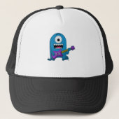 schattige blauwmonstergitarist.png trucker pet (Voorkant)