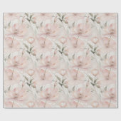 Schattige Bleek Roze Waterverf Pioenrozen Cadeaupapier (Vlak)