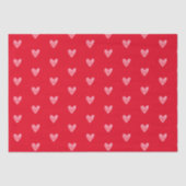 Schattige bleke waterverf hartenpatroon op rood tissuepapier (Voorkant)