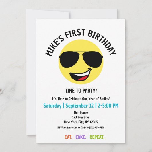 Schattige blij gezicht, vliegenierbril, leuke eers kaart (Voorkant)