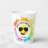 Schattige blij gezicht, vliegenierbril, leuke eers papieren bekers (Voorkant)