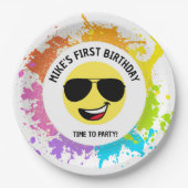 Schattige blij gezicht, vliegenierbril, leuke eers papieren bordje (Voorkant)