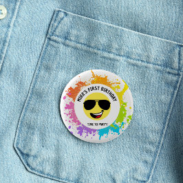 Schattige blij gezicht, vliegenierbril, leuke eers ronde button 3,2 cm