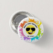 Schattige blij gezicht, vliegenierbril, leuke eers ronde button 3,2 cm (Voorkant /achterkant)