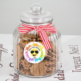 Schattige blij gezicht, vliegenierbril, leuke eers ronde sticker