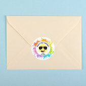 Schattige blij gezicht, vliegenierbril, leuke eers ronde sticker