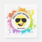 Schattige blij gezicht, vliegenierbril, leuke eers servet (Voorkant)