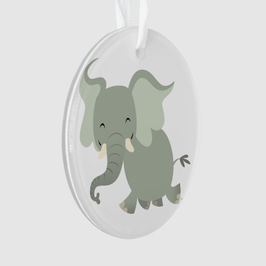Schattige blije cartoon olifant acrylen ornament (voorkant)