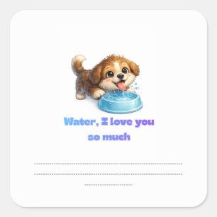 Schattige blije hond Waterliefhebber Inspiratief o Vierkante Sticker