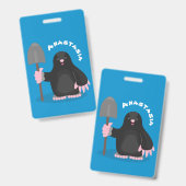 Schattige blije mol cartoon illustratie badge (Voor- en achterkant)