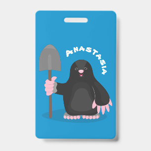 Schattige blije mol cartoon illustratie badge