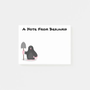 Schattige blije mol cartoon illustratie post-it® notes