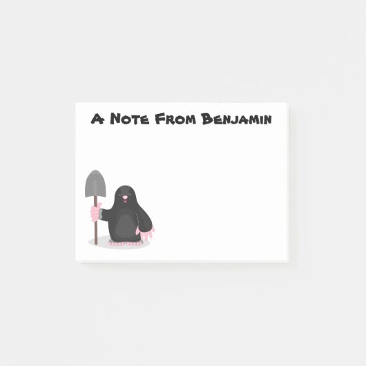 Schattige blije mol cartoon illustratie post-it® notes (Voorkant)