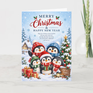 Schattige blije pinguïn Kerstmis en gelukkig nieuw Kaart