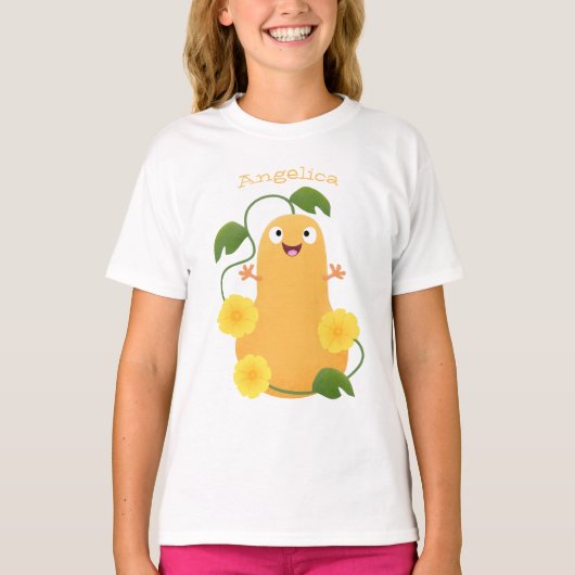 Schattige blije pompoen pompoen cartoon t-shirt (Voorkant)