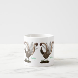 Schattige blije prachtige liervogel cartoonillustr espresso kop